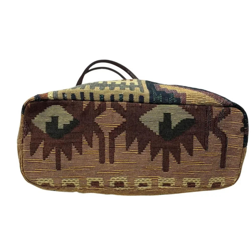 Nine West Southwestern Tapestry Shoulder Bag Brown Aztec Tribal Carpet Purse VTG